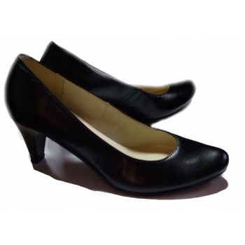 skorzane czólenko CZARNE obcas 6,8 cm 41