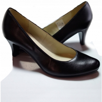 skorzane czólenko CZARNE obcas 6,8 cm 40