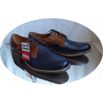 -40% skórzane BUTY męskie granat brąz 40