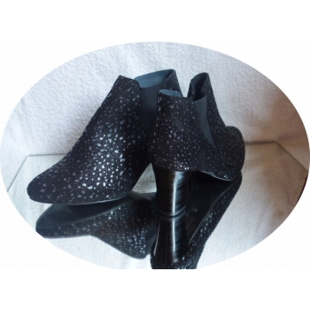 SKÓRZANE BOTKI szerokie tęgośc H OBCAS 8 CM 35
