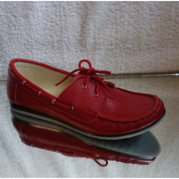 Nowość mieciutki skórzany MOKASYN czerwony 38