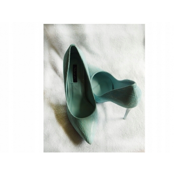 -50% szpilki miętowe obcas 11 cm lakier 37