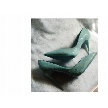 -50% szpilki miętowe obcas 11 cm lakier 37