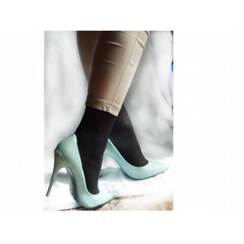 -50% szpilki miętowe obcas 11 cm lakier 37