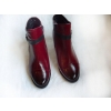 Eleganckie Botki z Naturalnej Skóry - Szerokie, Bordo 40
