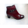 Botki skórzane szerokie bordo tęg 2xH obcas 6cm