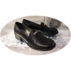 Eleganckie Mokasyny Damskie, Czarne, Skóra, 37