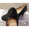 Czółenko Damskie Skóra Obcas 6,5 cm 44 - Czarne Skórzane Buty Nowe