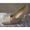 Beżowe czółenko skórzane, obcas 7 cm - Rozmiar 43