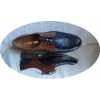 Eleganckie skórzane buty męskie, granat-brąz, rozmiar 39