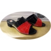 Eleganckie klapki skórzane - czarno-czerwone | 39