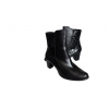 Botki skórzane szerokie H 7,5 cm - czarne (43)