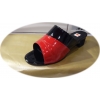 Klapki damskie skórzane czarno-czerwone, obcas 4cm - Rozmiar 35