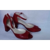 Sandały Skórzane Czerwone Wider Heel 7.5cm 37