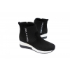 Botki Skórzane Sneakersy Koturn 5cm - Czarny 37