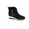 Botki Skórzane Sneakersy Koturn 5cm - Czarny 37