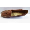 Buty mokasyny skórzane koturn, brązowy, 36