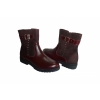 Burgundzkie botki skórzane - obcas 3,3 cm - rozmiar 37