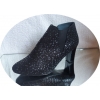 Botki Damskie Skórzane, Czarne, szerokie H, Obcas 8cm, 41