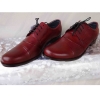 Skórzane Buty Męskie - Szerokie Tęgość H - Bordo 41