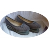 Szare Skórzane Baletki Tęgość H 41