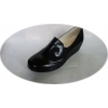 Mokasyny damskie czarne koturn 4cm - POLSKI PRODUCENT