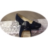 Eleganckie Czółenka Damskie Granat Skóra 5cm 36