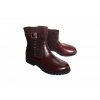 Burgundzkie botki skórzane - obcas 3,3 cm - rozmiar 37