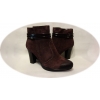 Botki damskie śliwkowe, skórzane, nowe, obcas 8.5cm, nr.39
