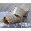 Eleganckie Klapki Skórzane beż 6cm - R.38