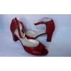 Sandały Skórzane Czerwone Wider Heel 7.5cm 37