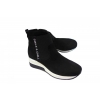 Botki Skórzane Sneakersy Koturn 5cm - Czarny 37