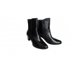 Botki skórzane szerokie H 7,5 cm - czarne (43)