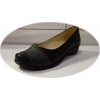 Mokasyny damskie czarne koturn 3,5cm