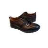 Eleganckie Skórzane Buty Sportowe Brązowe 45