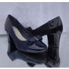 Eleganckie czółenko skórzane, czarne 5,5 cm, 41