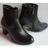 Czarne Skórzane Botki z Obcasem 7cm, Rozmiar 40