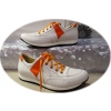 Buty sportowe skórzane, biało-pomarańczowe, nr. 39