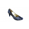 Eleganckie Czółenka Skóra Granat 8 cm