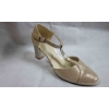 Eleganckie Sandały Skórzane złoto-beż, 7cm obcas