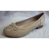 Eleganckie Beżowe Balerinki, Skórze Licowej