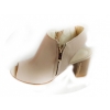 Eleganckie Skórzane Sandałki Obcas 7cm, Beżowe 39