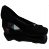 Eleganckie Czółenko Mokasyn Czarny Zamsz Obcas 4 cm