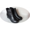 Czarne Botki Skórzane Koturny 3cm - Nr. 37