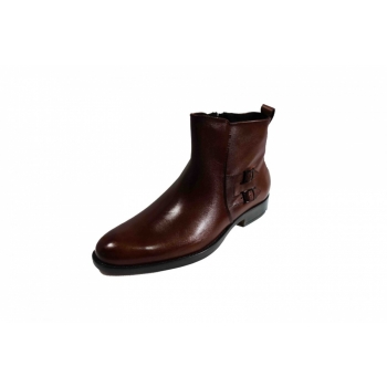 Eleganckie sztyblety skórzane, koniak, rozmiar 41