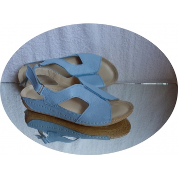 Nowe DAMSKIE skórzane sandałki bez pięt, niebieskie, rozmiar 37