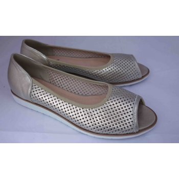 Baleriny Skórzane Szerokie H - Złoty - Rozmiar 42