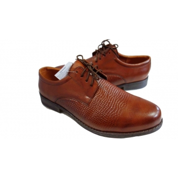 Eleganckie buty męskie w kolorze koniaku - rozmiar 46