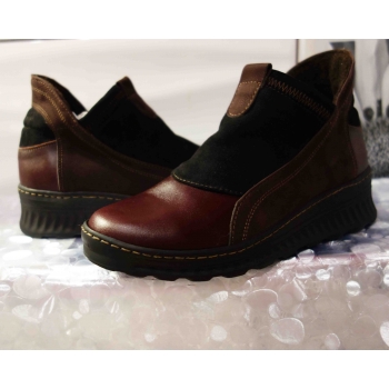 Botki Damskie Brązowe na Koturnie 4cm, nr.37