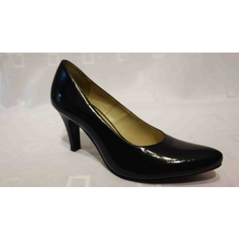 Eleganckie Skórzane Czółenko Granat 8,3 cm 35
